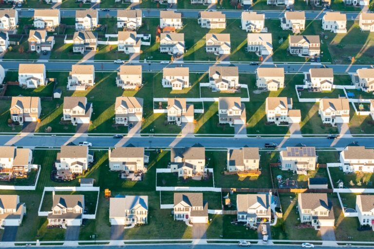 suburban housing aerial view
