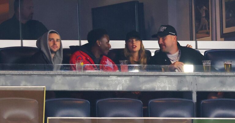 Taylor Swift and Travis Kelce attend Game One of the American League Championship 521