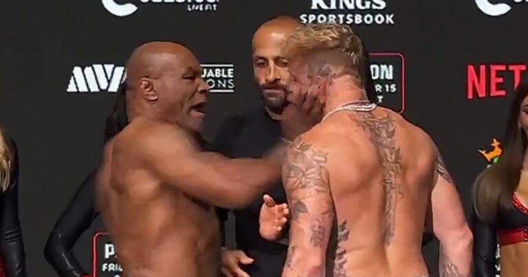 Mike Tyson Slaps Jake Paul During Weigh In for Upcoming Boxing Match 3