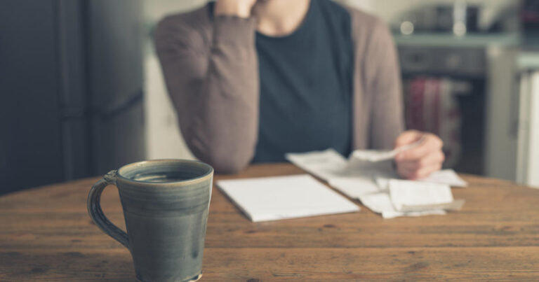 woman paying bills