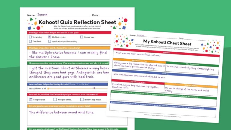 Kahoot study guide worksheets feature