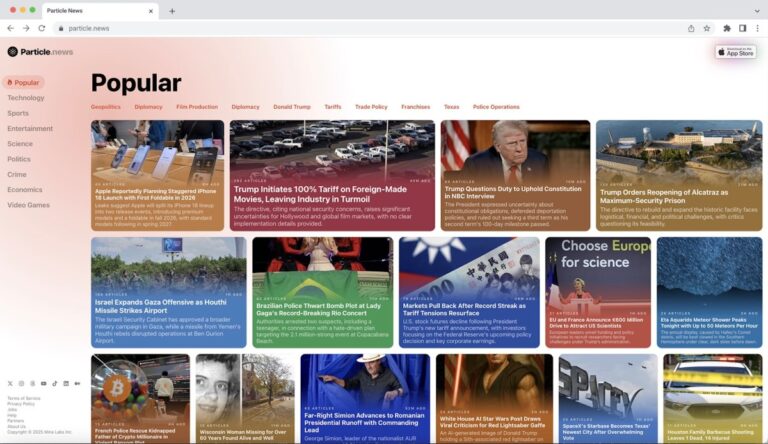 Particle news home